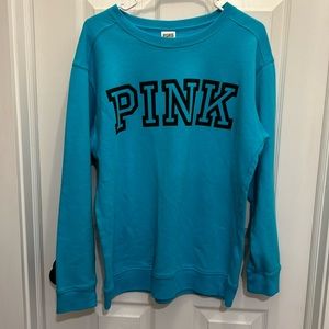 “PINK” Turquoise Crewneck Sweatshirt SIZE: Medium